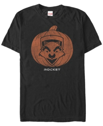 Fifth Sun Marvel Men's Guardians Of The Galaxy Rocket Pumpkin Face Short Sleeve T-shirt In Black