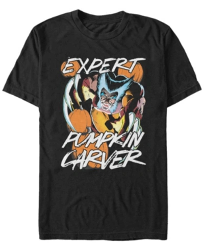 Fifth Sun Marvel Men's Wolverine Expert Pumpkin Carver Halloween Short Sleeve T-shirt In Black