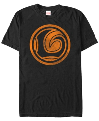 Fifth Sun Marvel Men's Loki Distressed Orange Logo Short Sleeve T-shirt In Black