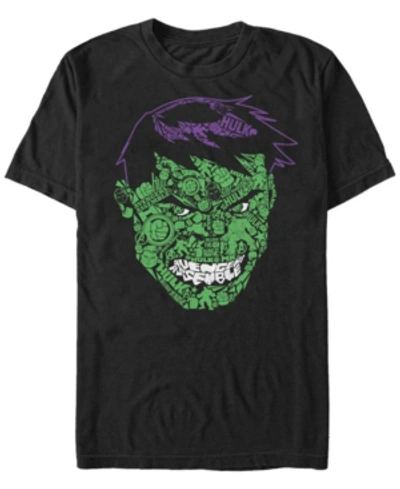 Fifth Sun Marvel Men's Classic Hulk Text Big Face, Short Sleeve T-shirt In Black