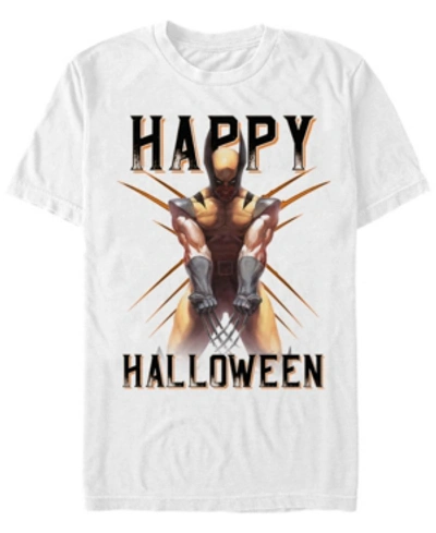 Fifth Sun Marvel Men's Classic Wolverine Happy Halloween Short Sleeve T-shirt In White