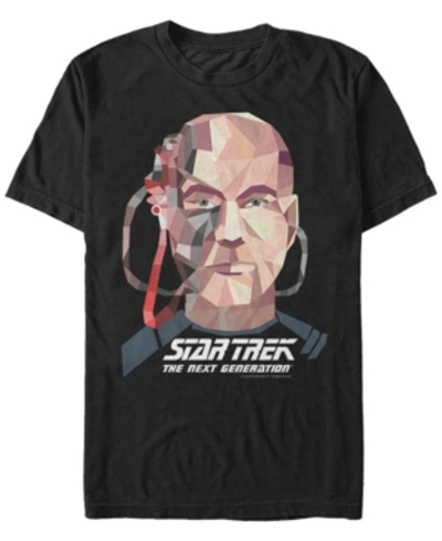 Fifth Sun Star Trek Men's Captain Picard Geometric Borg Big Face Short Sleeve T-shirt In Black