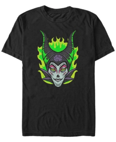 Fifth Sun Disney Villains Men's Maleficent Sugar Skull Big Face Short Sleeve T-shirt In Black