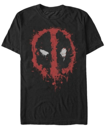 Fifth Sun Marvel Men's Deadpool Splatter Icon, Short Sleeve T-shirt In Black