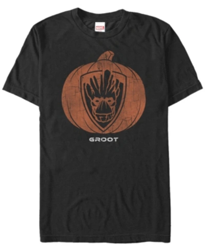Fifth Sun Marvel Men's Guardians Of The Galaxy Groot Pumpkin Face Short Sleeve T-shirt In Black