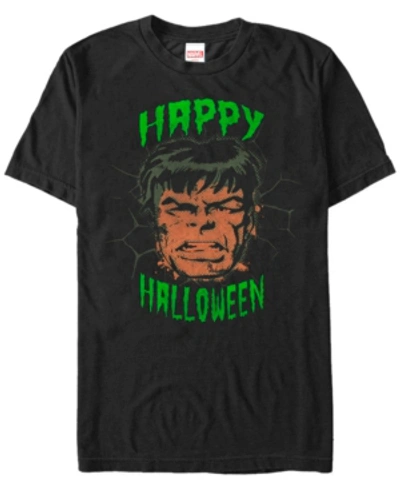 Fifth Sun Marvel Men's Hulk Big Face Happy Halloween Short Sleeve T-shirt In Black