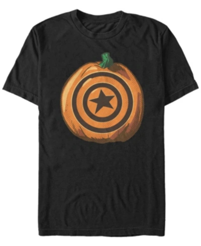 Fifth Sun Marvel Men's Captain America Distressed Orange Shield Logo Short Sleeve T-shirt In Black