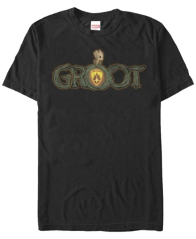 Fifth Sun Marvel Men's Guardians Of The Galaxy Baby Groot Shield Short Sleeve T-shirt In Black