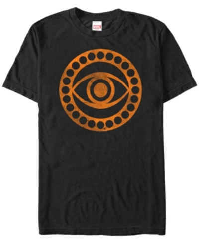 Fifth Sun Marvel Men's Dr Strange Distressed Orange Eye Logo Short Sleeve T-shirt In Black
