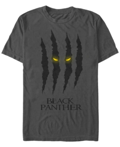 Fifth Sun Marvel Men's Black Panther Claw Scratches Glowing Eyes Short Sleeve T-shirt In Charcoal
