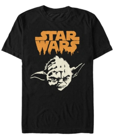Fifth Sun Star Wars Men's Yoda Big Face Drip Text Short Sleeve T-shirt In Black