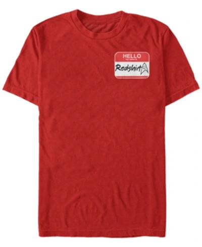 Fifth Sun Star Trek Men's Original Series Hello Reshirt Name Tag Short Sleeve T-shirt In Red