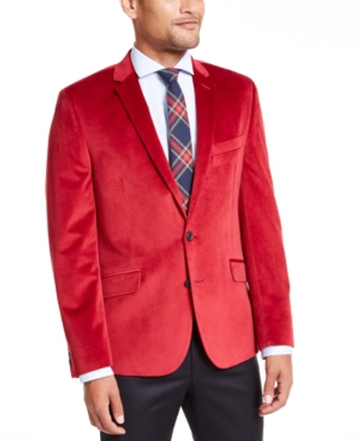 Billy London Men's Slim-fit Velvet Sport Coat In Red