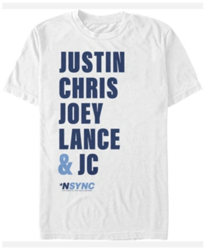 Fifth Sun N'sync Men's Justin Chris Joey Lance Jc Names Short Sleeve T-shirt In White