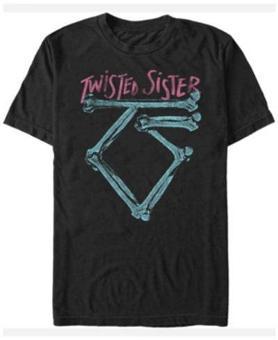 Fifth Sun Twisted Sister Men's Neon Bones Logo Short Sleeve T-shirt In Black