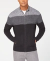 ALFANI MEN'S OMBRE COLORBLOCKED RIBBED-KNIT FULL-ZIP SWEATER, CREATED FOR MACY'S