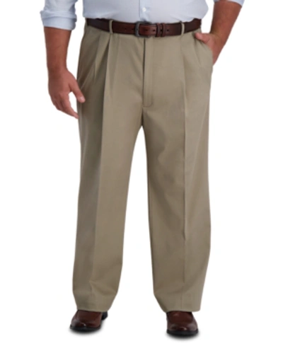 Haggar Men's Big & Tall Iron Free Premium Khaki Classic-fit Pleated Pant In Med Khaki