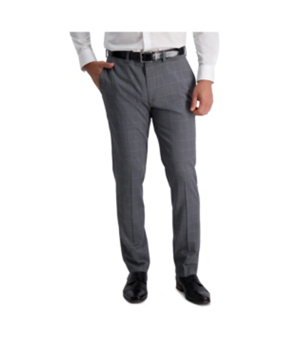 Louis Raphael Stretch Windowpane Slim Fit Flat Front Suit Separate Pant In Med Grey