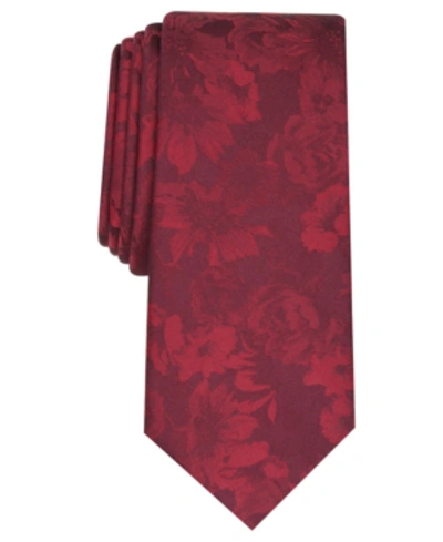 Bar Iii Men's Glacier Skinny Floral Tie, Created For Macy's In Burgundy
