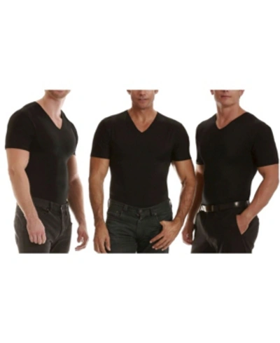 Instaslim Men's Big & Tall Insta Slim 3 Pack Compression Short Sleeve V-neck T-shirts In Black