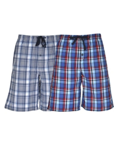 Hanes Platinum Hanes Men's Woven Jam, 2 Pack In Grey Plaid,red Plaid