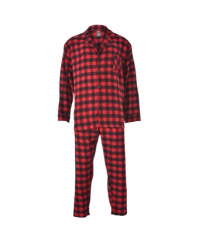 Hanes Platinum Hanes Men's Big And Tall Flannel Plaid Pajama Set In Red Black Check Plaid