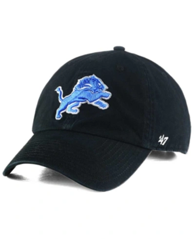 47 Brand Detroit Lions Clean Up Strapback Cap In Black