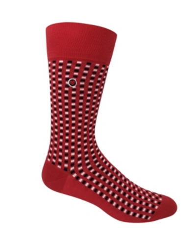 Love Sock Company Organic Cotton Men's Dress Socks - Squares In Red
