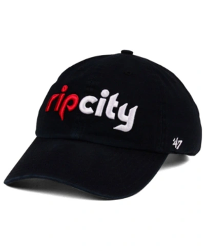 47 Brand Portland Trail Blazers Clean Up Strapback Cap In Black