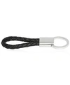 RHONA SUTTON SUTTON STAINLESS STEEL BRAIDED LEATHER KEY RING