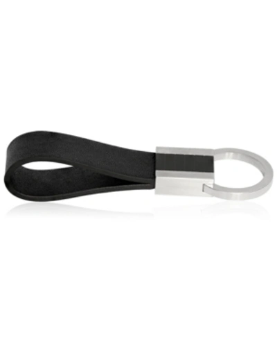 Rhona Sutton Sutton Stainless Steel Leather Key Ring In Black