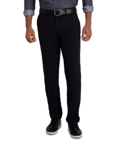 Haggar Men's Slim-fit Motion Khaki Straight Flex Waistband Casual Pants In Black