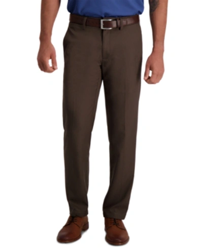 Haggar Men's Cool 18 Pro Straight-fit 4-way Stretch Moisture-wicking Non-iron Dress Pants In Brown