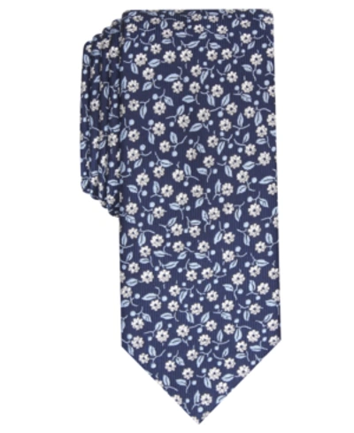 Bar Iii Men's Magnolia Skinny Floral Tie, Created For Macy's In Navy