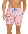 Club Room Men's Quick-dry Performance Flamingo-print 7" Swim Trunks, Created For Macy's In Pink Combo