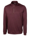 Cutter & Buck Coastal Ribbed Half Zip Pullover In Bordeaux