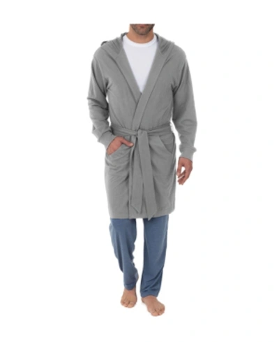 Izod Men's Hooded French Terry Knit Robe In Gray