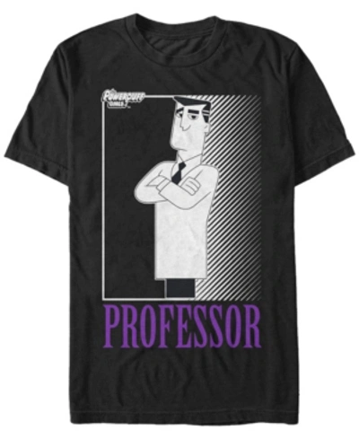 Fifth Sun Men's Powerpuff Girls Professor Utonium Mafia Poster Short Sleeve T- Shirt In Black