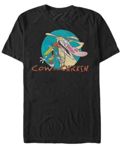 Fifth Sun Men's Cow And Chicken Cartoon Logo Badge Short Sleeve T- Shirt In Black