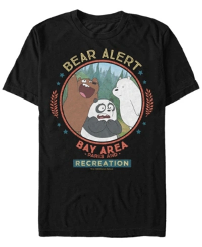 Fifth Sun Men's We Bare Bears Bay Area Bear Alert Circle Short Sleeve T- Shirt In Black