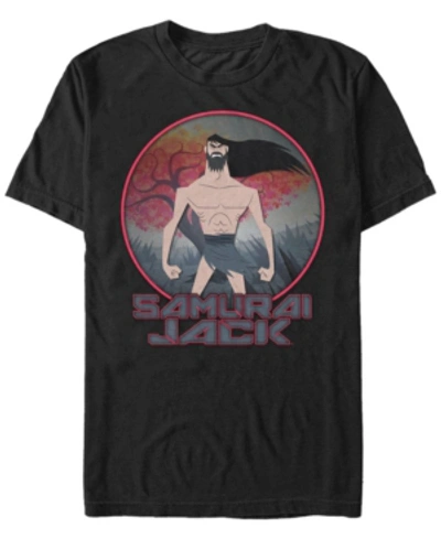 Fifth Sun Men's Samurai Jack The Meditating Warrior Badge Short Sleeve T- Shirt In Black