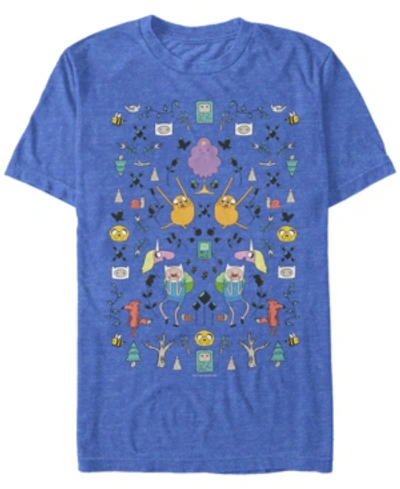 Fifth Sun Men's Adventure Time Mirrored Icons Short Sleeve T- Shirt In Royal Blue