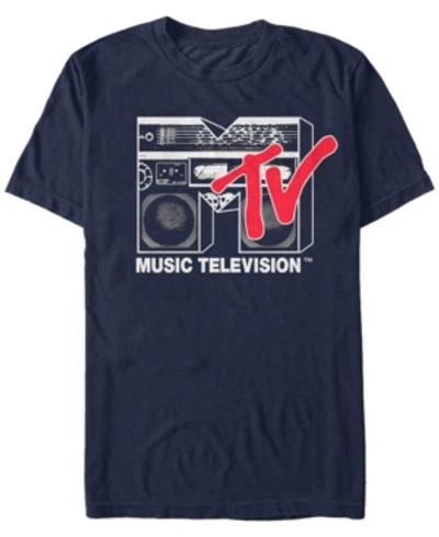 Fifth Sun Men's Logo 80's Style Black And White Boombox Short Sleeve T- Shirt In Navy
