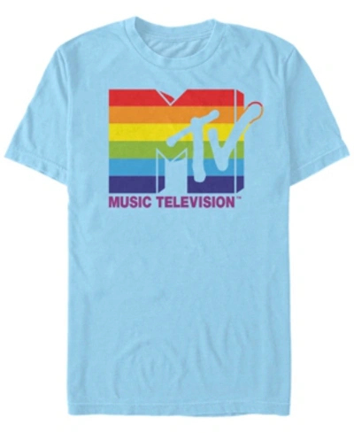 Fifth Sun Men's Rainbow Pride Logo Short Sleeve T- Shirt In Baby Blue