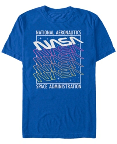 Fifth Sun Nasa Men's Neon Colors Space Administration Short Sleeve T- Shirt In Royal