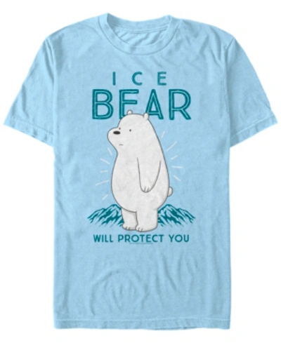 Fifth Sun Men's We Bare Bears Ice Bear Will Protect You Short Sleeve T- Shirt In Baby Blue