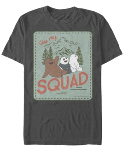 Fifth Sun Men's We Bare Bears This My Squad Patch Short Sleeve T- Shirt In Charcoal