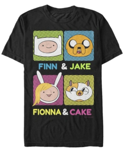 Fifth Sun Men's Adventure Time Finn Jake Fionna Cake Short Sleeve T- Shirt In Black