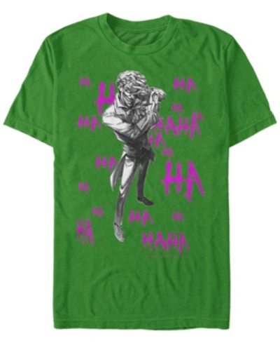Fifth Sun Dc Men's Batman Joker's Laugh Short Sleeve T-shirt In Green