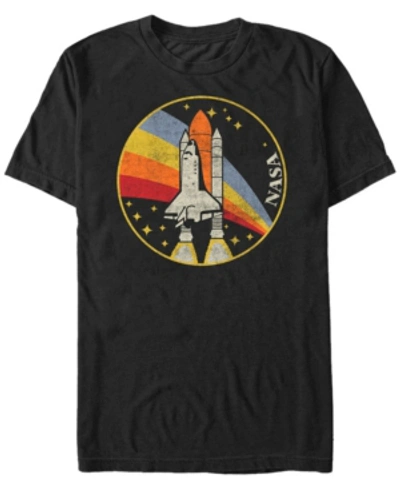 Fifth Sun Nasa Men's Retro Rainbow Rocket Launch Short Sleeve T- Shirt In Black